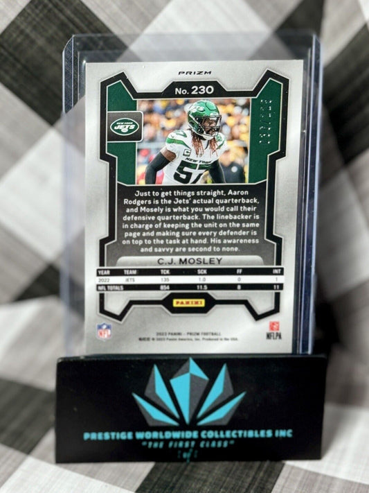 CJ Mosley 2023 Prizm Purple Cracked Ice /225 #230 New York Jets SP