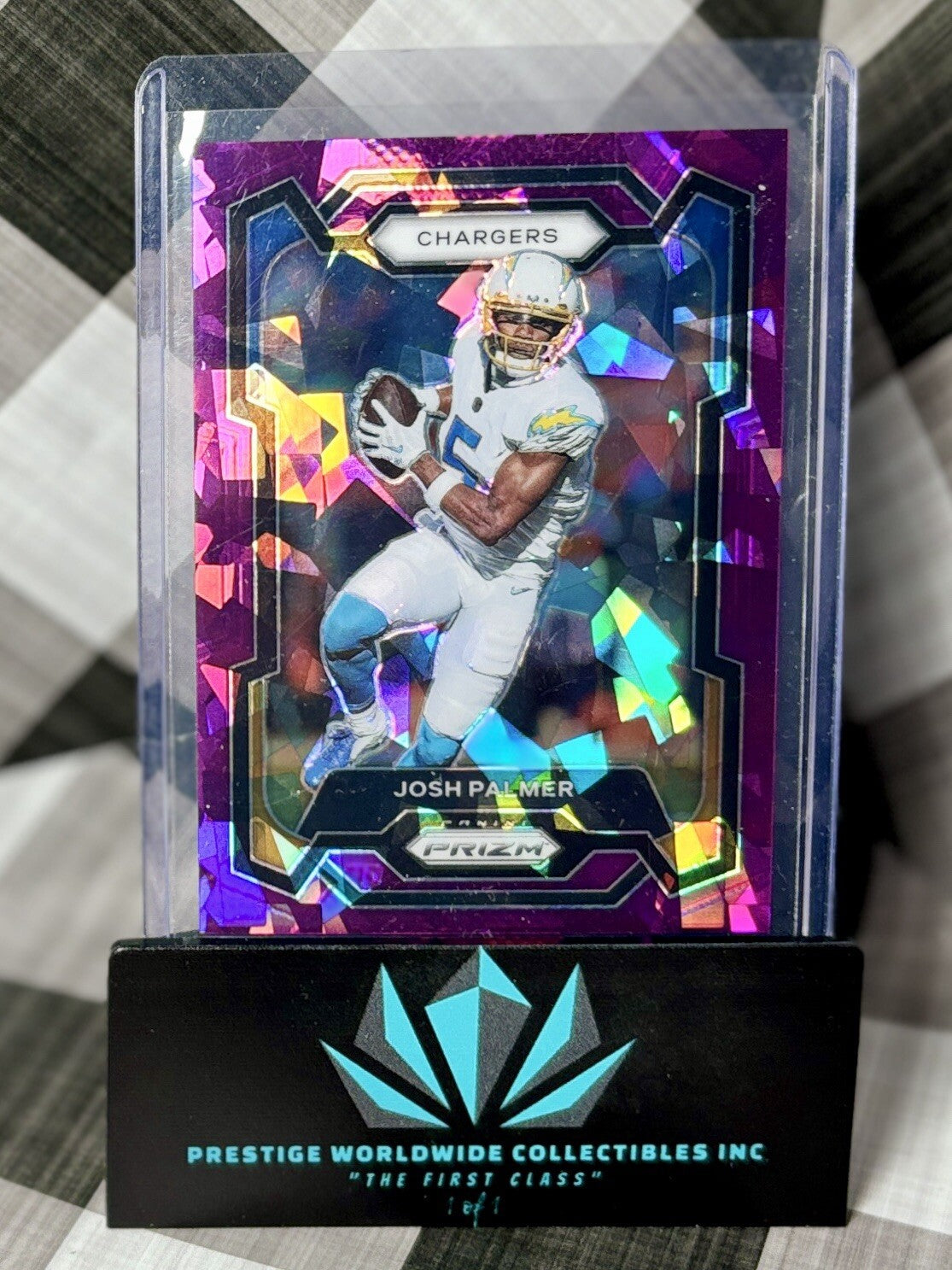 Josh Palmer 2023 Prizm Purple Cracked Ice /225 #154 Los Angeles Chargers SP
