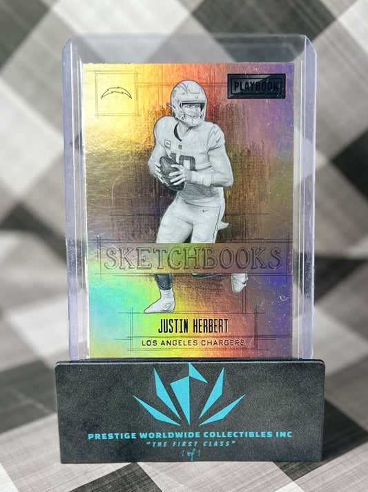 Justin Herbert 2022 Panini Playbook Sketchbooks Holo #5 Los Angeles Chargers SP