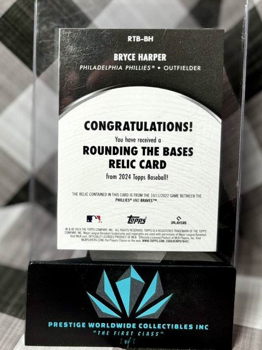 Bryce Harper 2024 Topps Series 2 Rounding the Bases Relic 10/11/22 #RTB-BH PHI