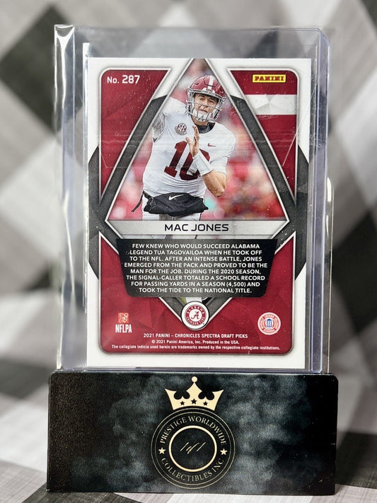Mac Jones 2021 Panini Chronicles Draft Picks Spectra Rookie #287 Alabama & Pats