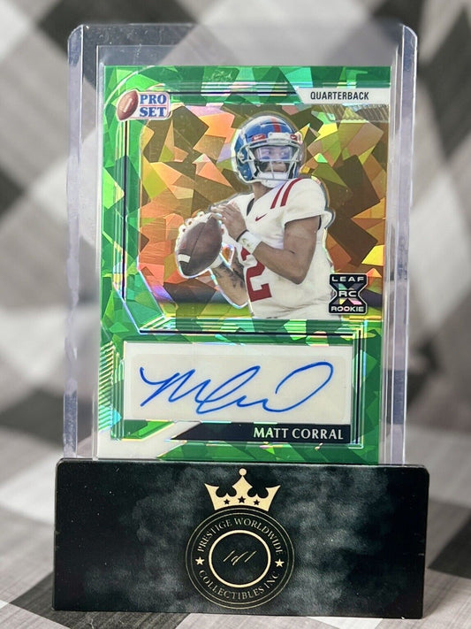 Matt Corral 2022 Pro Set Metal Green Crystal Rookie Auto /5 #PA-MC1 Panthers RC
