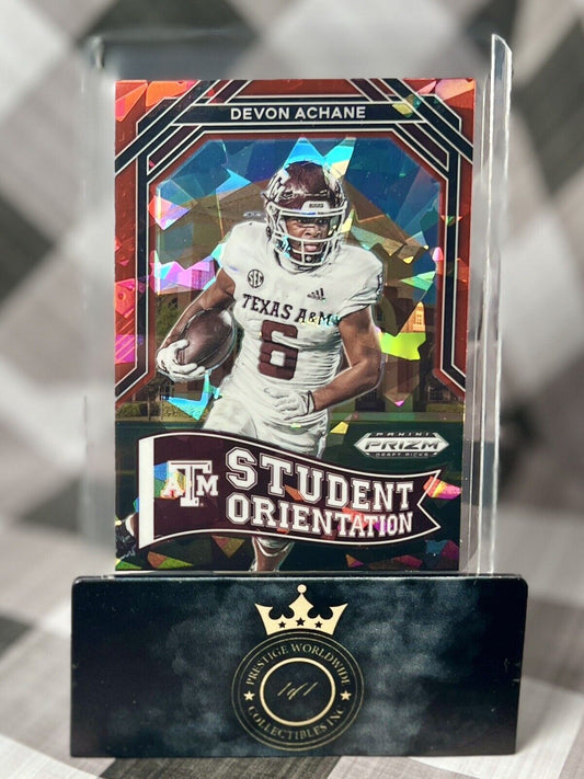 Devon Achane 2023 Prizm Draft Picks Red Ice Student Orientation #SO-13 Dolphins