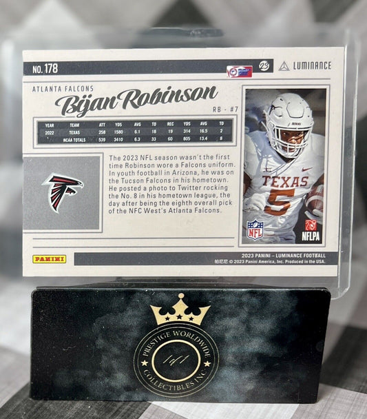 Bijan Robinson 2023 Panini Luminance Rookie #178 Atlanta Falcons RC