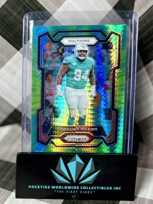 Christian Wilkins 2023 Prizm Green Hyper /175 #182 Miami Dolphins SP