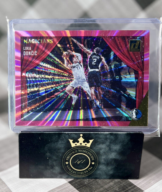 Luka Doncic 2021 Donruss Magicians Pink Laser SP #5 Dallas Mavericks SP