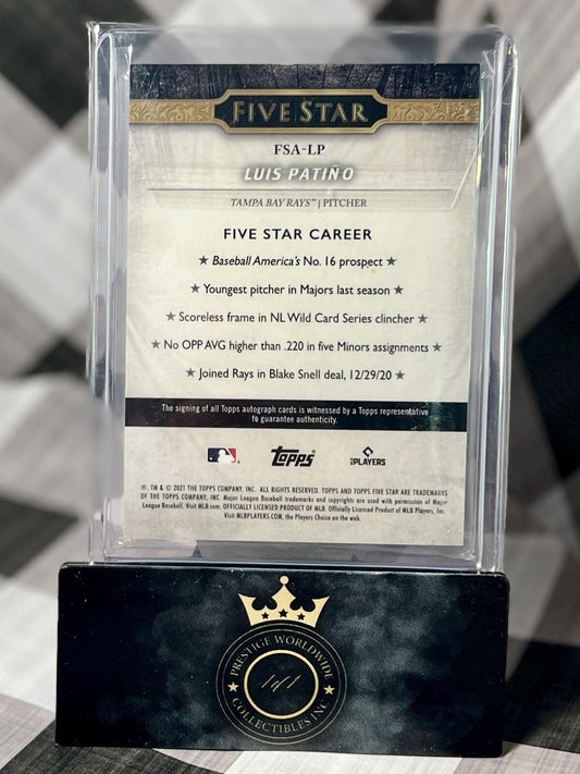 Luis Patino 2021 Topps Five Star Purple Parallel Rookie Auto /50 #FSA-LP TB Rays