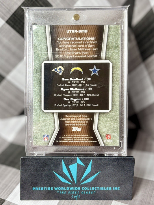 Bradford Mathews & Dez 2010 Unrivaled Triple Rookie Auto /10 #UTAR-BMB DAL Rams