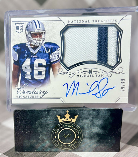 Michael Sam 2014 Nat. Treasures Rookie Century Patch Sigs Auto /99 #277 Cowboys