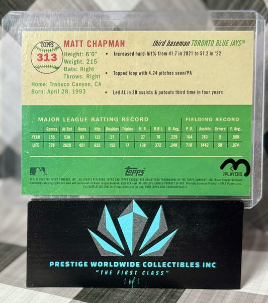 Matt Chapman 2023 Topps Chrome Platinum Toile Cream Fuchsia /100 #313 Blue Jays