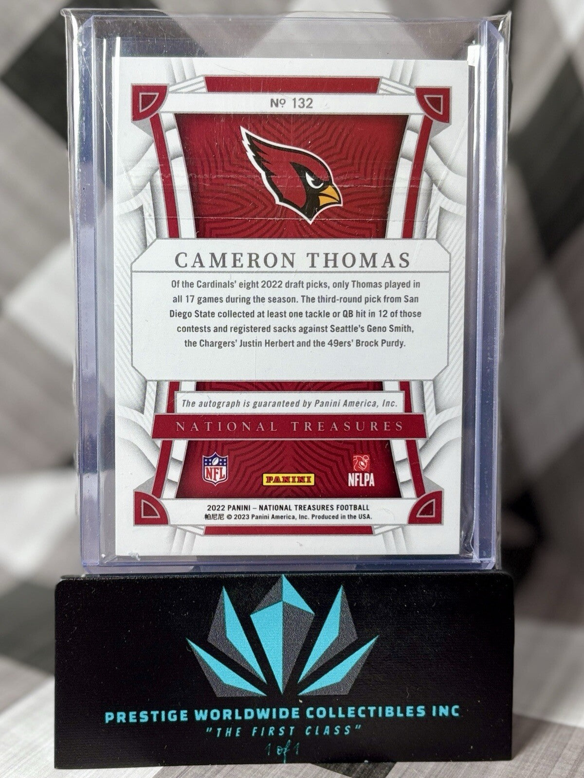 Cameron Thomas 2022 National Treasures Red Rookie Auto /99 #132 AZ Cardinals RC