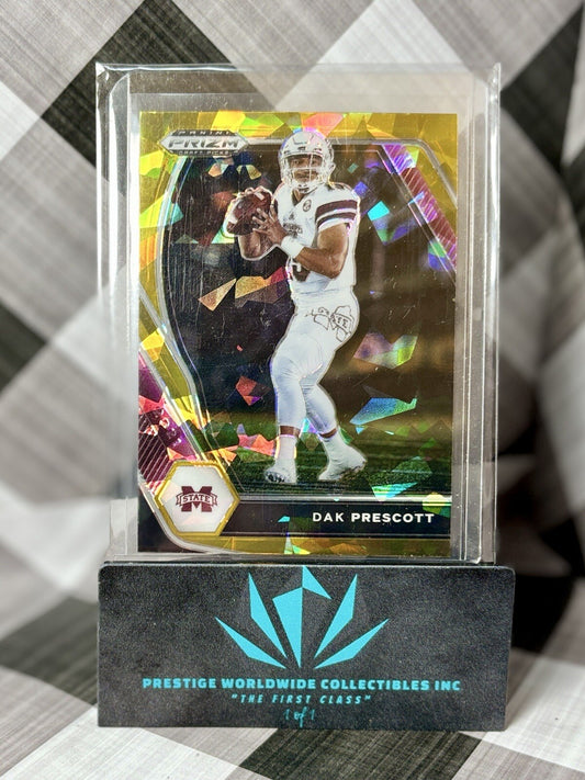 Dak Prescott 2021 Draft Picks Gold Cracked Ice Prizm #9 Miss St / Cowboys SP