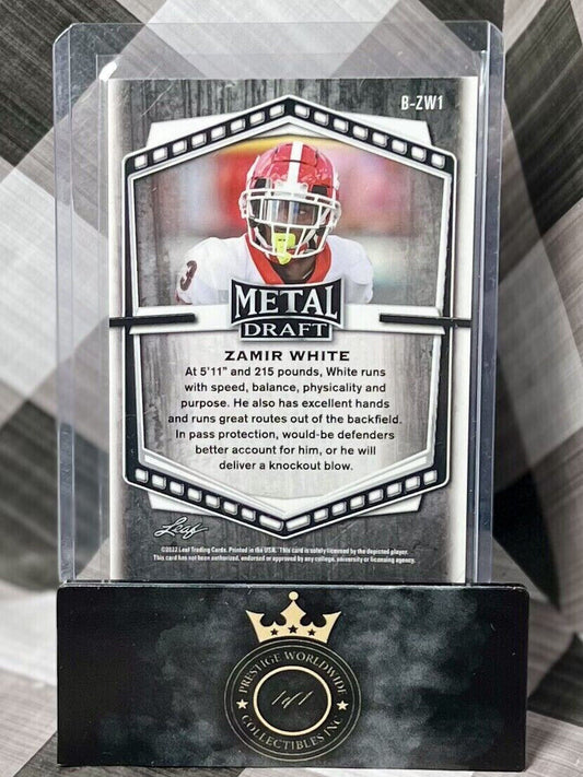 🔥Zamir White 2022 Leaf Metal Draft Blue Cracked Ice SSP #B-ZW1 - LV Raiders💥