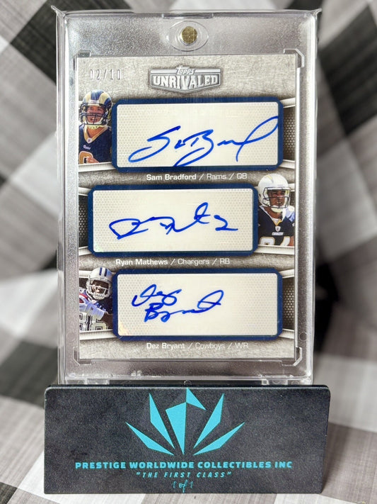 Bradford Mathews & Dez 2010 Unrivaled Triple Rookie Auto /10 #UTAR-BMB DAL Rams