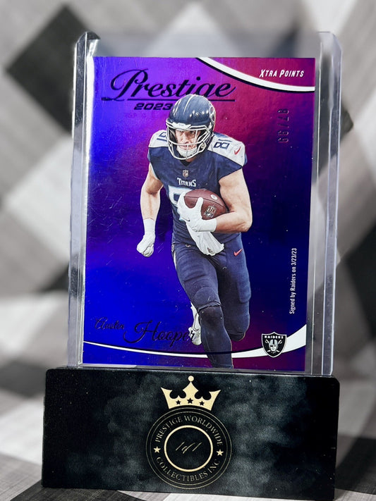 Austin Hooper 2023 Panini Prestige Xtra Points Premium Purple /99 #151 Raiders
