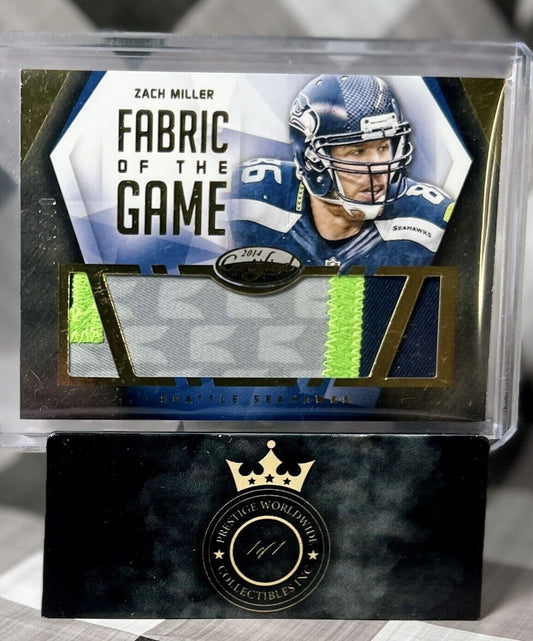 Zach Miller 2014 Cert. Fabric Of The Game Gold 3-Color Patch /49 #F-ZM Seahawks