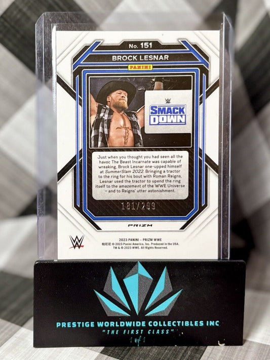 Brock Lesnar 2023 Panini Prizm WWE Red Prizm /299 #151 WWE Smack Down