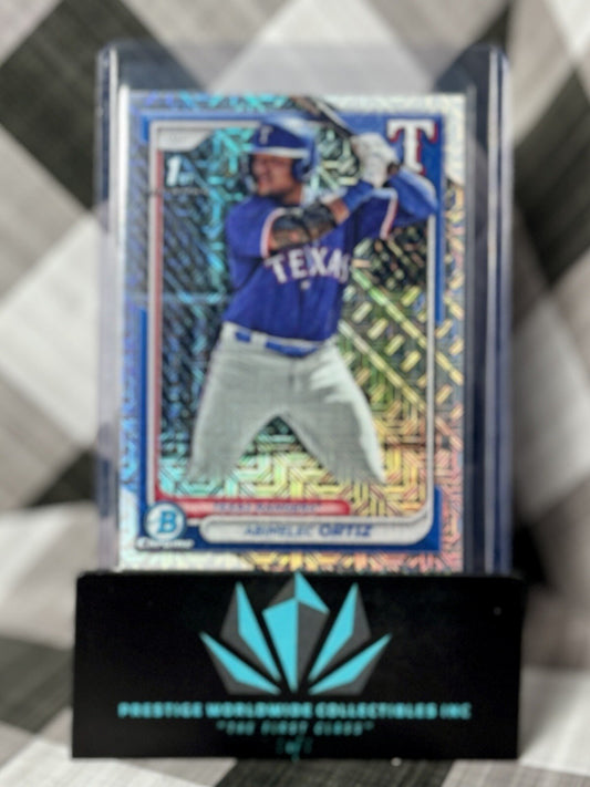 Abimelec Ortiz 2024 Bowman Chrome 1st Mojo Refractor #BCP-16 Texas Rangers SP