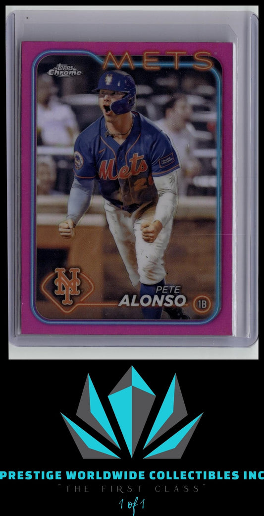 Pete Alonso 2024 Topps Chrome Pink Refractor #269 New York Mets