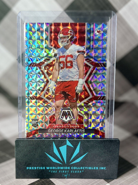 George Karlaftis 2022 Panini Mosaic Silver Mosaic Rookie #377 Kansas City Chiefs