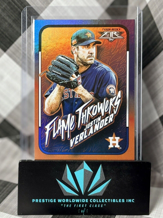Justin Verlander 2022 Topps Fire Holo Flame Throwers #FT-6 Houston Astros