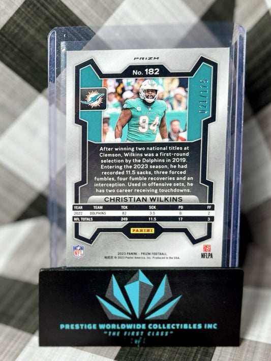 Christian Wilkins 2023 Prizm Green Hyper /175 #182 Miami Dolphins SP