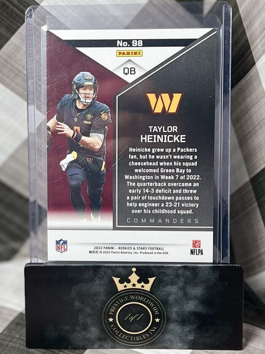 Taylor Heinicke 2022 Panini Rookies & Stars Green RC #98 Washington Commanders