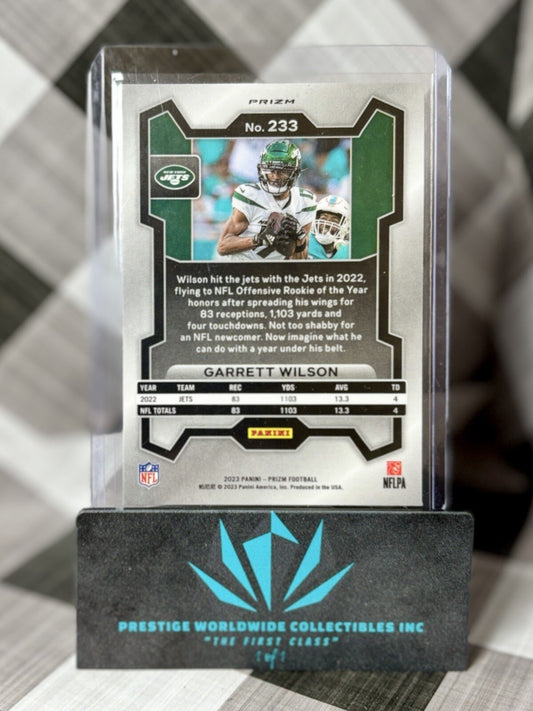 Garrett Wilson 2023 Panini Prizm Orange Cracked Ice #233 New York Jets