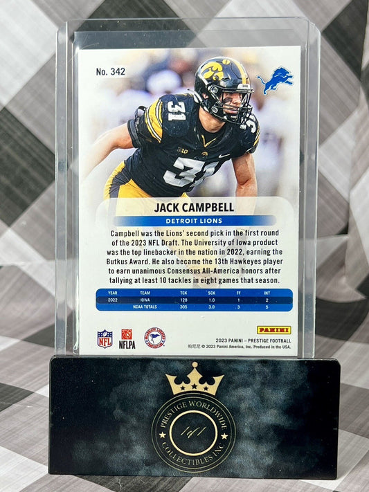Jack Campbell 2023 Prestige Xtra Points Sunburst Rookie #342 Detroit Lions RC