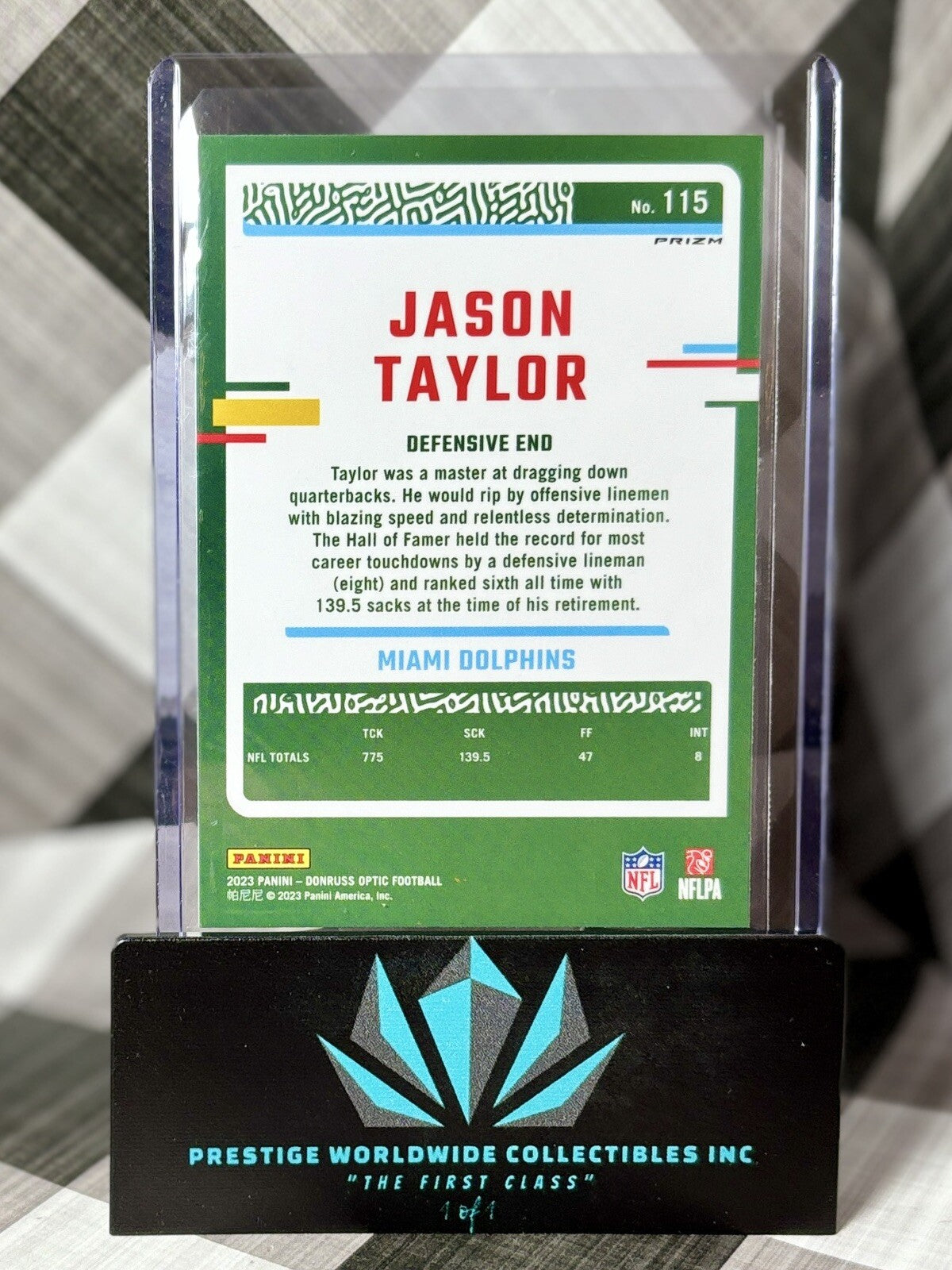 Jason Taylor 2023 Donruss Optic Silver Holo Prizm #115 Miami Dolphins
