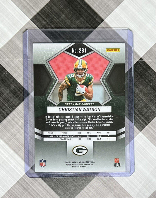 🧀🔥Christian Watson 2022 Panini Mosaic NFL Debut Base RC Packers Rookie #281🧀
