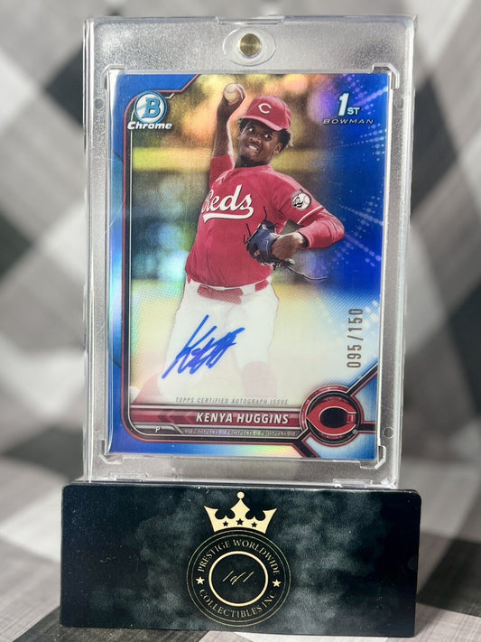 Kenya Huggins 2022 Bowman Chrome Draft 1st Blue Refractor Auto /150 #CDA-KH Reds