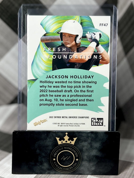 Jackson Holliday 2022 Metal Universe Aqua Fresh Foundations Rookie #FF47 BAL Oâ€™s