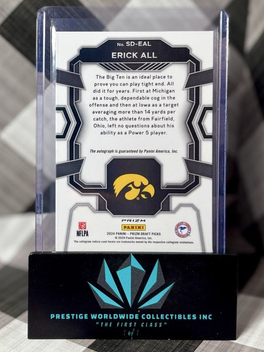 Erick All 2024 Prizm Draft Picks Signing Day Auto Red Ice #SD-EAL Bengals RC