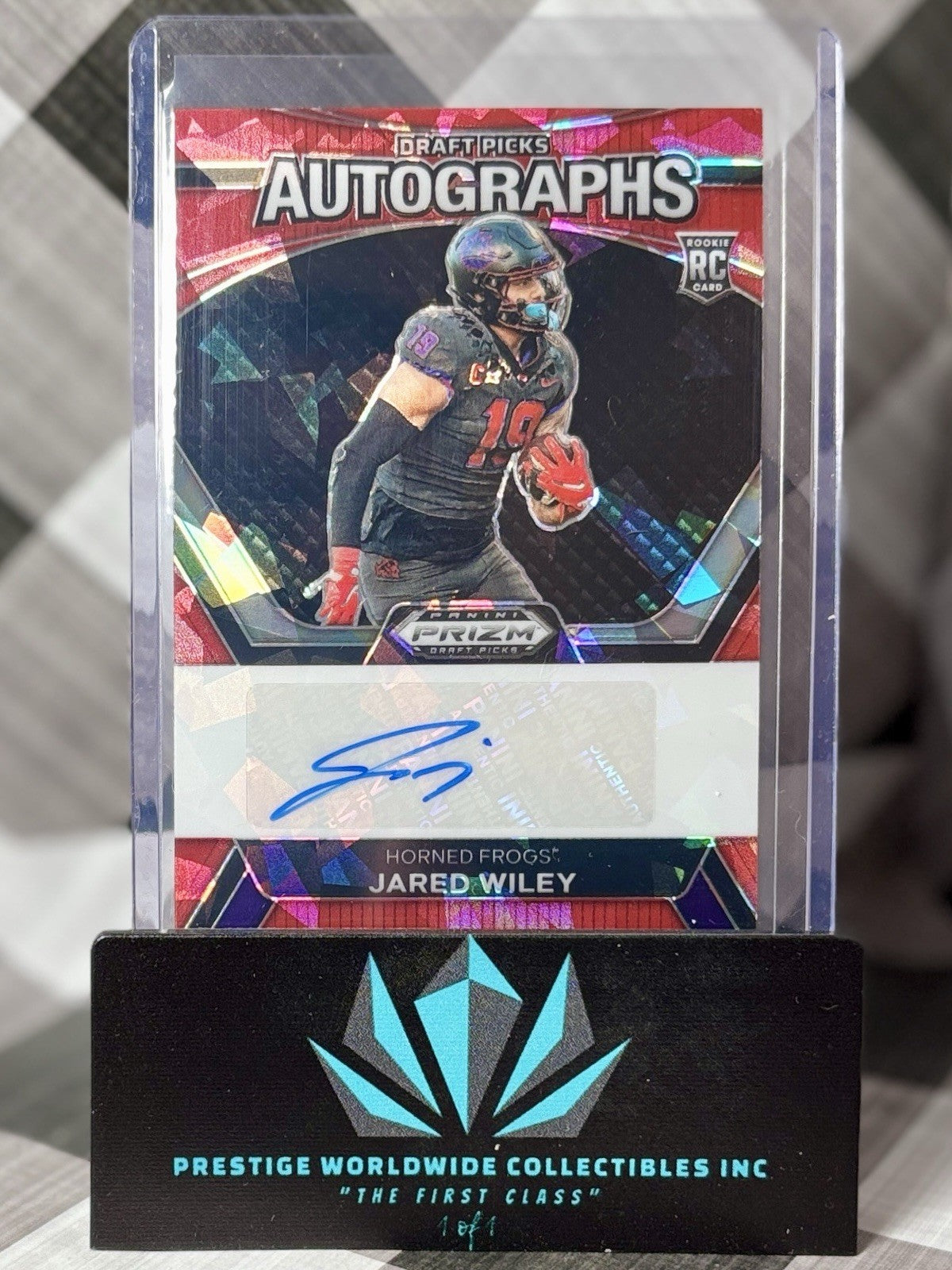 Jared Wiley 2024 Prizm Draft Picks Rookie Auto Red Ice Prizm #DPA-JWY Chiefs