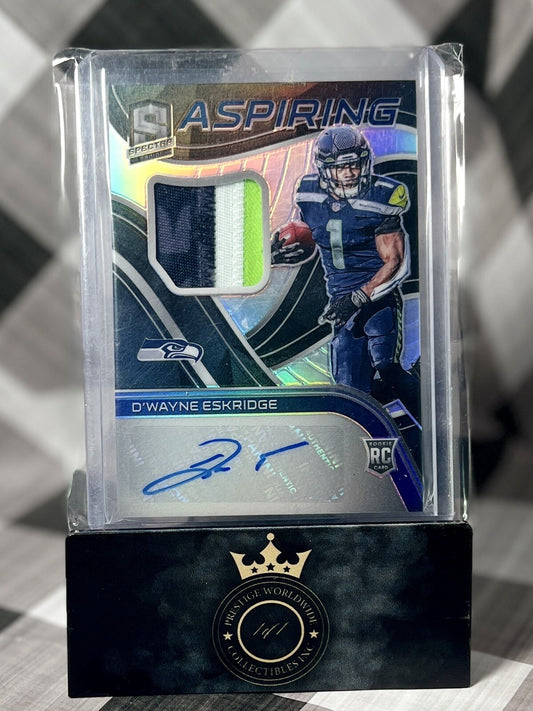 D’WAYNE ESKRIDGE 2021 PANINI SPECTRA ASPIRING ROOKIE PATCH AUTO /99 #APA-DE SEA