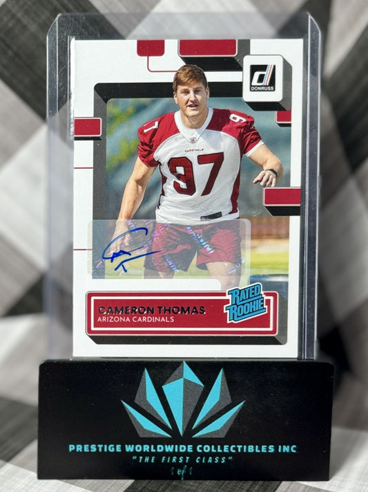Cameron Thomas 2022 Panini Donruss Rookie Auto #389 Arizona Cardinals RC