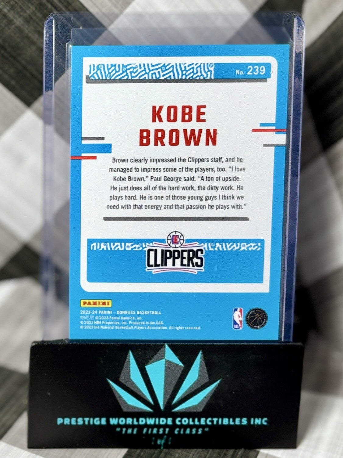 Kobe Brown 2023 -24 Donruss Rated Rookie Orange Lazer /125 #239 LA Clippers