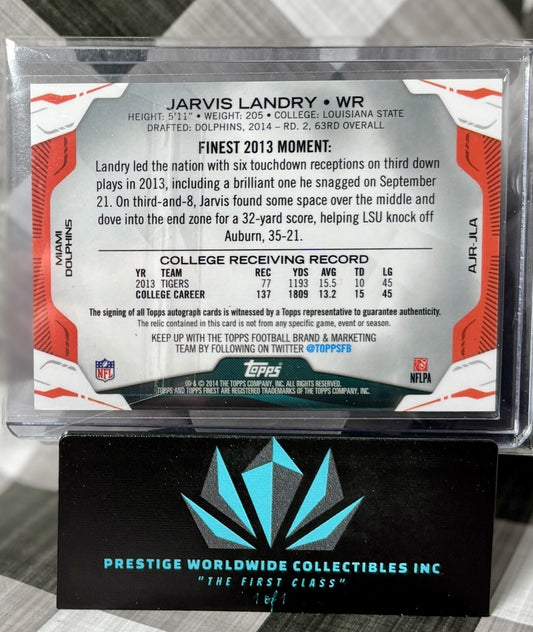 Jarvis Landry 2014 Topps Finest Gold Rookie Patch Auto /50 #AJR-JLA Dolphins RPA