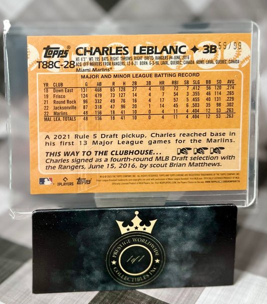 Charles Leblanc 2023 Topps Series 1 1988 Green Mojo Refractor /99 #T88C-28