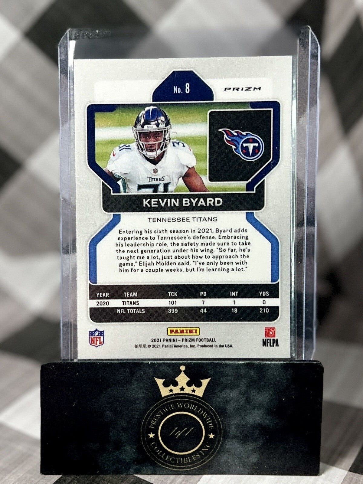 Kevin Byard 2021 Panini Prizm Black & White Checkerboard #8 TEN Titans SSP