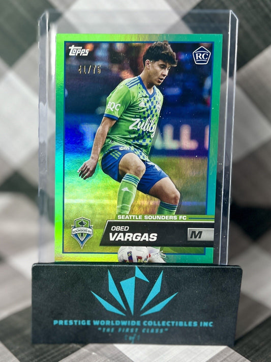 Obed Vargas 2023 Topps MLS Green Refractor Rookie /75 SP #108 Seattle Sounders
