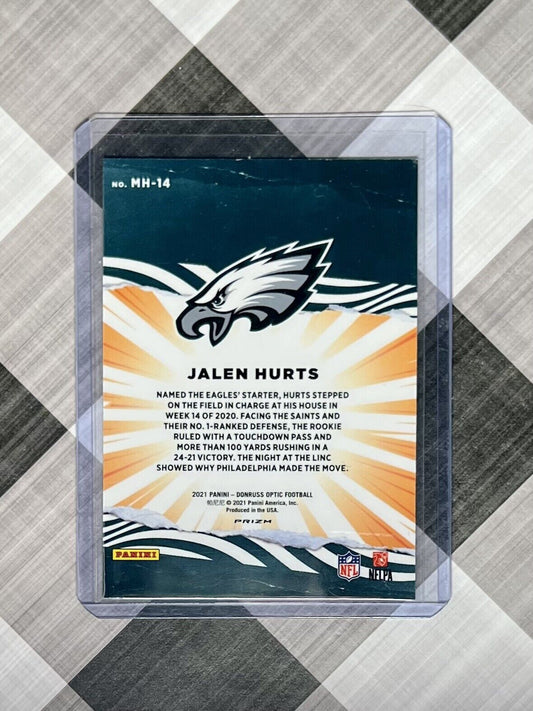 JALEN HURTS 2021 Panini Optic Football SILVER PRIZM MY HOUSE! MH-14 Phi Eagles