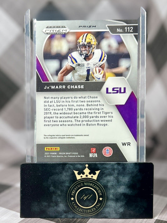 Ja'Marr Chase 2021 Prizm Draft Picks Green Rookie #112 LSU & CIN Bengals RC