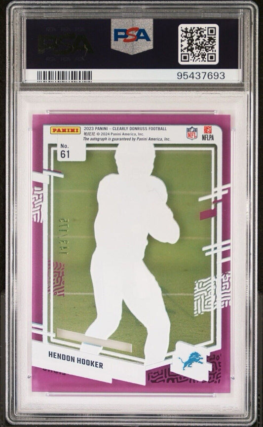 Hendon Hooker 2023 Clearly Donruss Purple Rated Rookie Auto /175 PSA 10 #61 DET