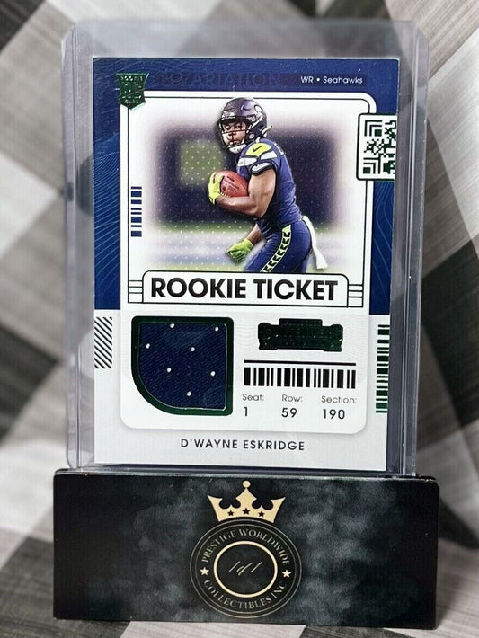 D'WAYNE ESKRIDGE 2021 Panini Contenders Rookie Ticket Patch Green #RSV-DWE - SEA