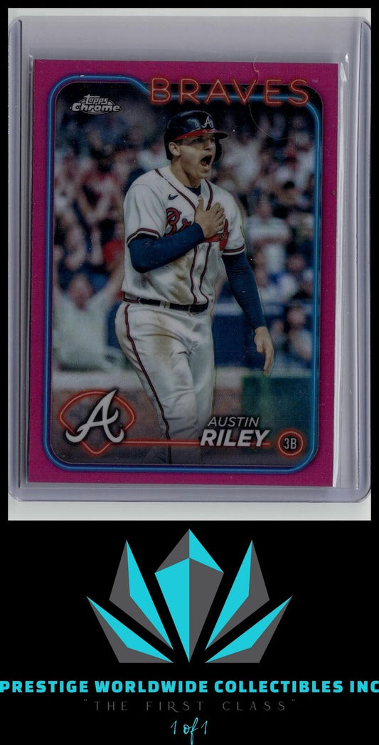 Austin Riley 2024 Topps Chrome Pink Refractor #84 Atlanta Braves