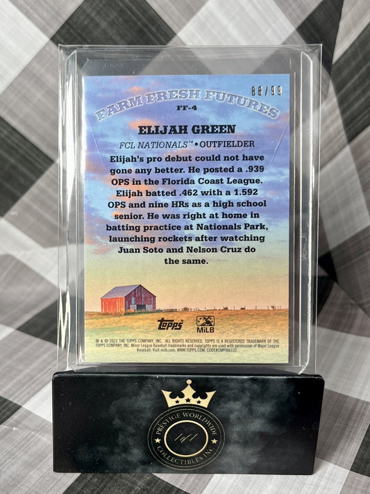 Elijah Green 2023 Topps Pro Debut Farm Fresh Futures Green Foil /99 #FF-4 Nats