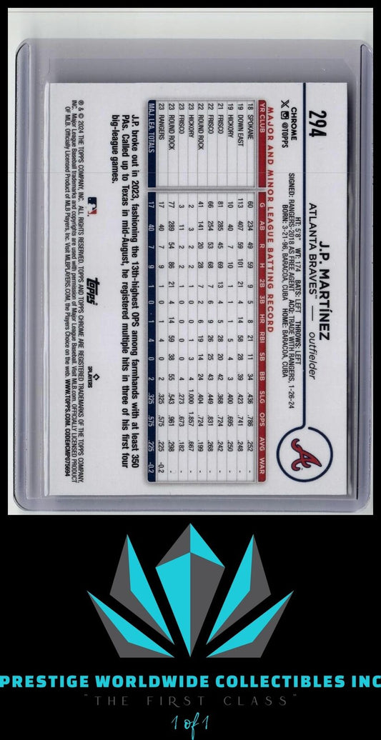 J.P. MartÃ­nez 2024 Topps Chrome Rookie #294 Atlanta Braves Rookie
