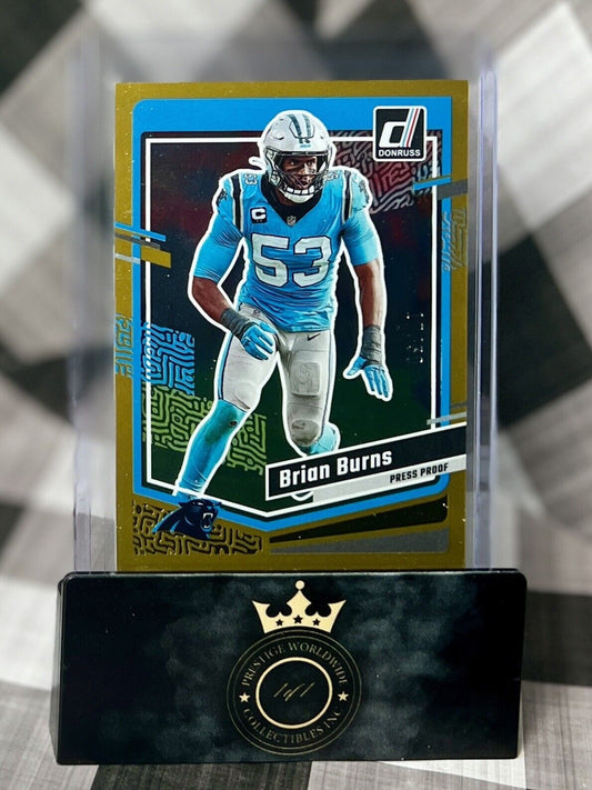 Brian Burns 2023 Panini Donruss Gold Press Proof /30 #39 Carolina Panthers SP